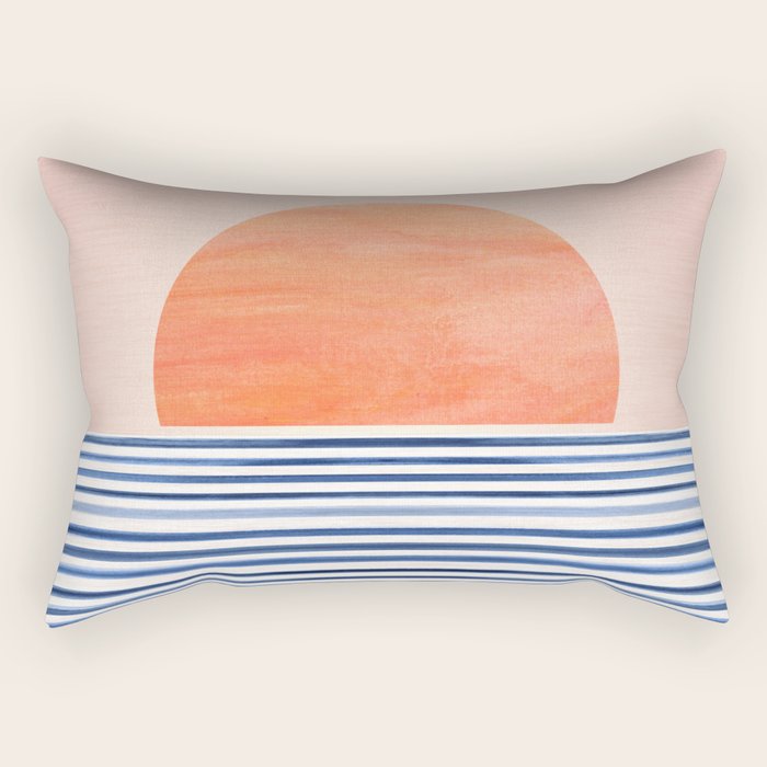 Summer Sunrise Minimal Abstract Landscape Rectangular Pillow Gallery Image 1