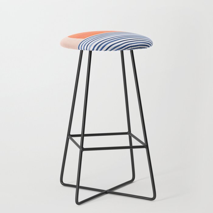 Summer Sunrise Minimal Abstract Landscape Stool Gallery Image 1