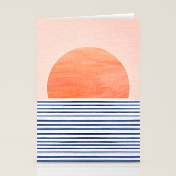 Summer Sunrise Minimal Abstract Landscape Stationery Card Gallery Image 1