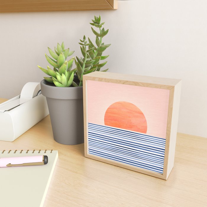 Summer Sunrise Minimal Abstract Landscape Mini Art Print Gallery Image 2