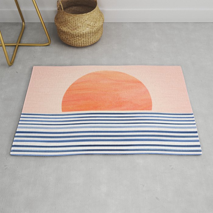 Summer Sunrise Minimal Abstract Landscape Rug Gallery Image 1