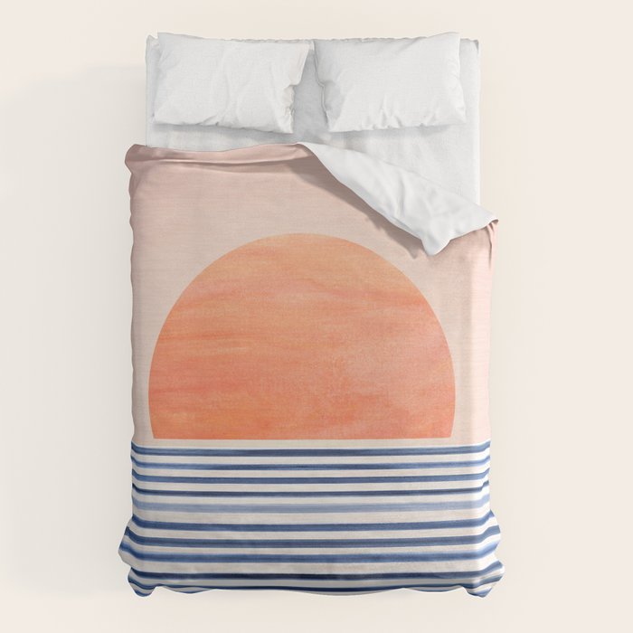 Summer Sunrise Minimal Abstract Landscape Duvet Cover Gallery Image 6