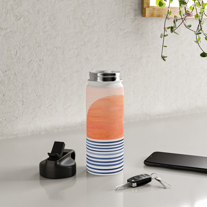 Summer Sunrise Minimal Abstract Landscape Water Bottle Gallery Image 5