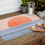 Summer Sunrise Minimal Abstract Landscape Outdoor Rug Gallery Image 2