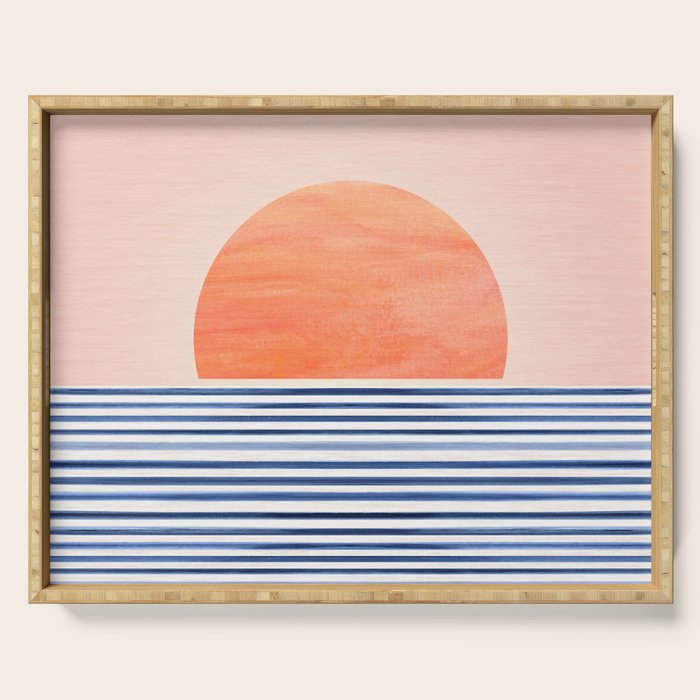 Summer Sunrise Minimal Abstract Landscape Serving Tray Gallery Image 1