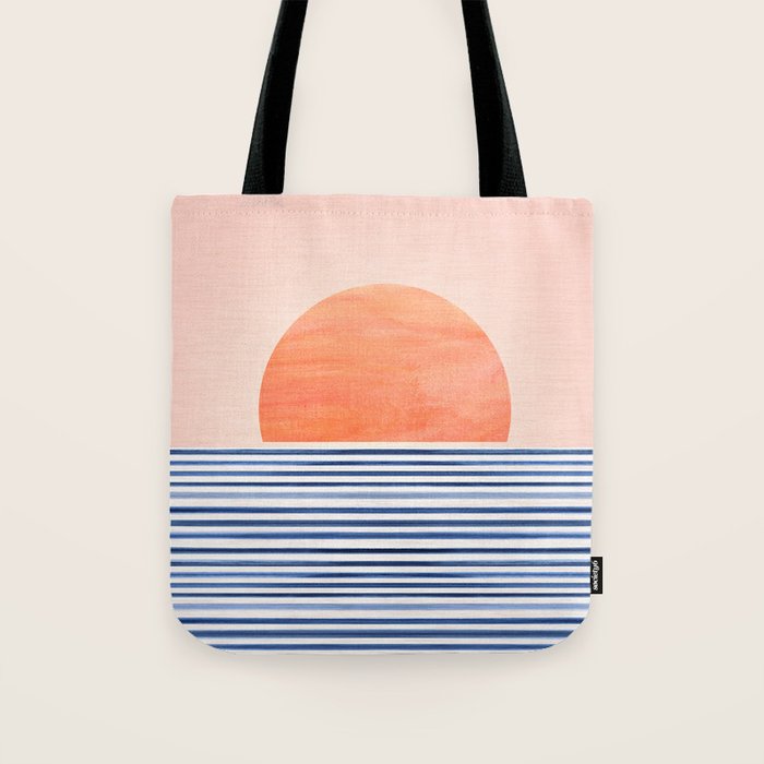 Summer Sunrise Minimal Abstract Landscape Tote Bag Gallery Image 1