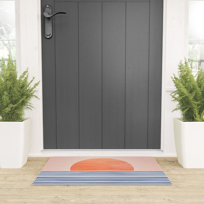 Summer Sunrise Minimal Abstract Landscape Welcome Mat Gallery Image 3