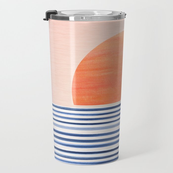 Summer Sunrise Minimal Abstract Landscape Travel Mug Gallery Image 3
