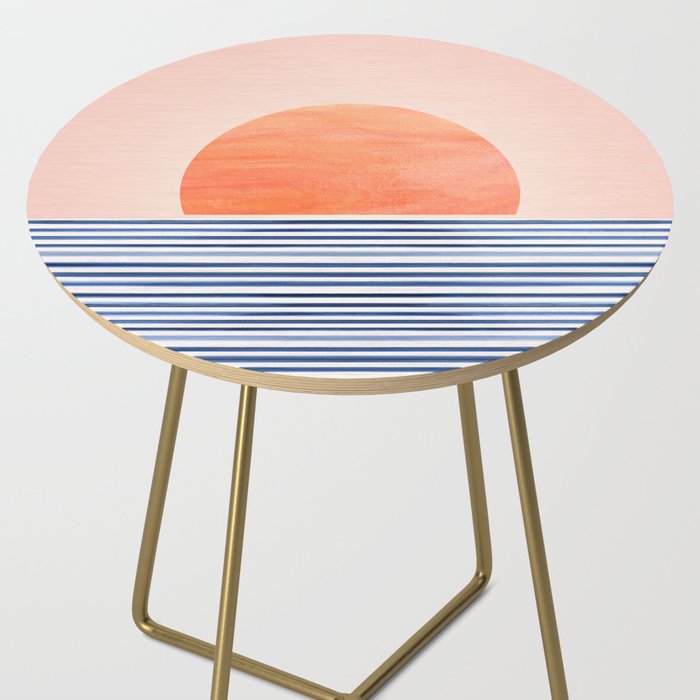 Summer Sunrise Minimal Abstract Landscape Side Table Gallery Image 2