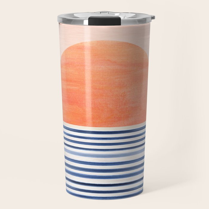 Summer Sunrise Minimal Abstract Landscape Travel Mug Gallery Image 1