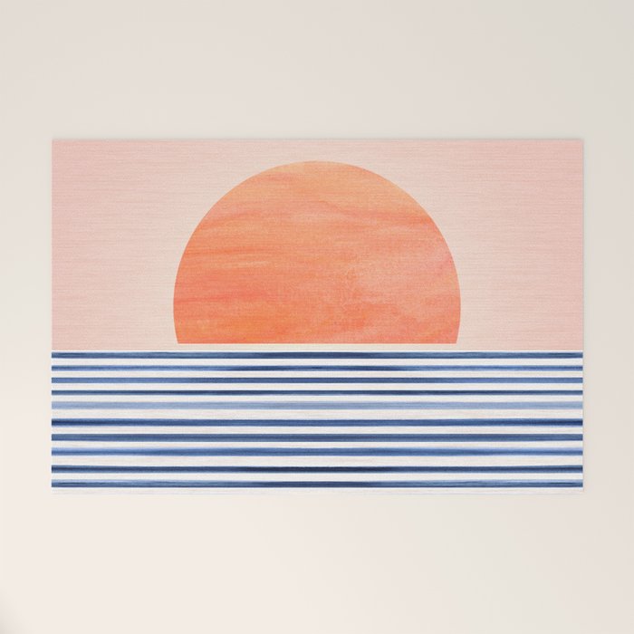 Summer Sunrise Minimal Abstract Landscape Welcome Mat Gallery Image 1
