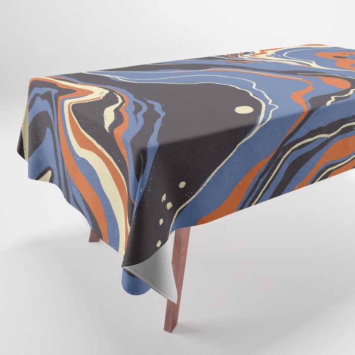 Retro marble in blue Tablecloth Gallery Image 1