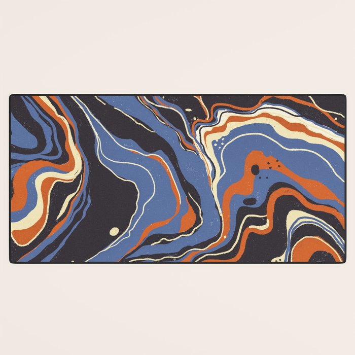 Retro marble in blue Desk Mat Gallery Image 3
