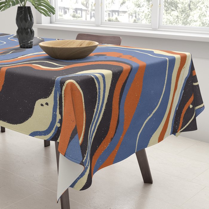 Retro marble in blue Tablecloth Gallery Image 3