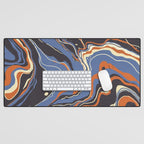 Retro marble in blue Desk Mat Gallery Image 1