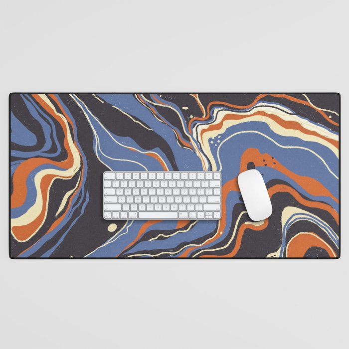 Retro marble in blue Desk Mat Gallery Image 1