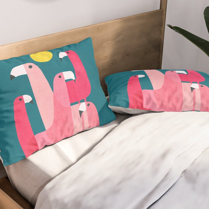 Pink flamingoes Pillow Sham Gallery Image 2