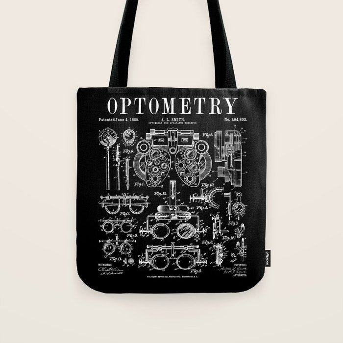 Optometrist Optometry Eye Doctor Tools Vintage Patent Print Tote Bag Gallery Image 1