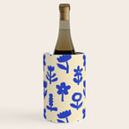 Abstract blue flower collage art pattern Wine Chiller Gallery Image 1