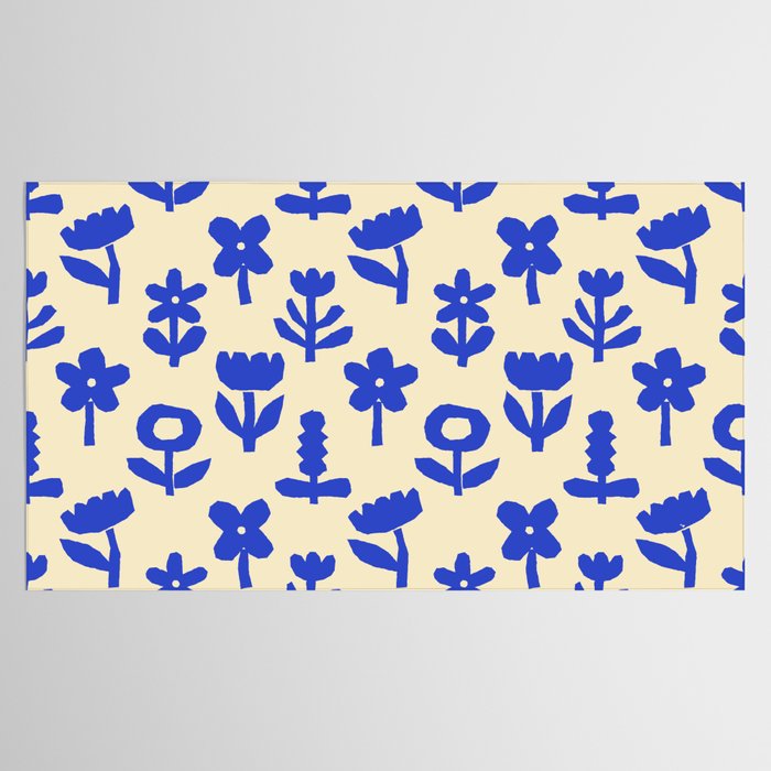 Abstract blue flower collage art pattern Tablecloth Gallery Image 2