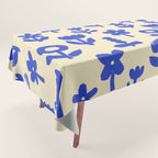 Abstract blue flower collage art pattern Tablecloth Gallery Image 1