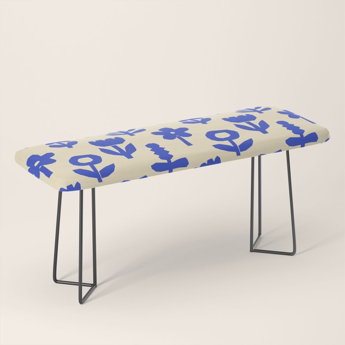 Abstract blue flower collage art pattern Bench Gallery Image 1