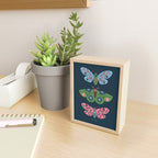 Folk Floral Moths and Butterflies Blue Mini Art Print Gallery Image 2