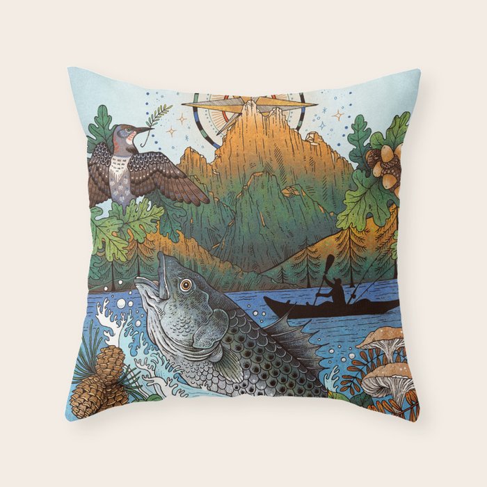 Camping Throw Pillow Gallery Image 1