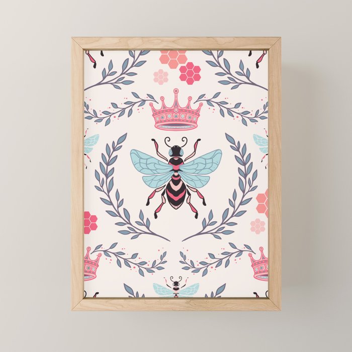 Queen Bee - Coral Pink Mini Art Print Gallery Image 1