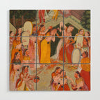 Girls Spraying Each Other at Holi c. 1640-50 Northwestern India, Rajasthan, Rajput Kingdom of Bikaner Gum tempera, ink, and gold on paper  Wood Wall Art Gallery Image 1
