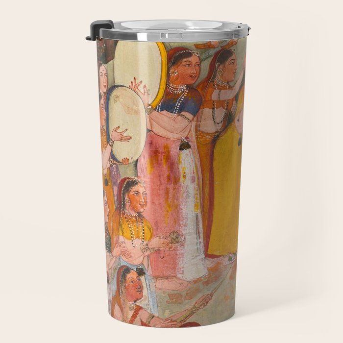 Girls Spraying Each Other at Holi c. 1640-50 Northwestern India, Rajasthan, Rajput Kingdom of Bikaner Gum tempera, ink, and gold on paper  Travel Mug Gallery Image 3