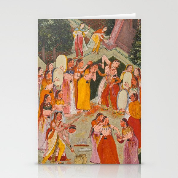 Girls Spraying Each Other at Holi c. 1640-50 Northwestern India, Rajasthan, Rajput Kingdom of Bikaner Gum tempera, ink, and gold on paper  Stationery Card Gallery Image 2