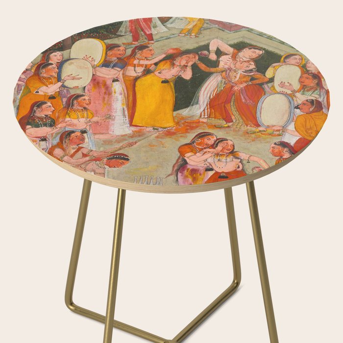 Girls Spraying Each Other at Holi c. 1640-50 Northwestern India, Rajasthan, Rajput Kingdom of Bikaner Gum tempera, ink, and gold on paper  Side Table Gallery Image 2