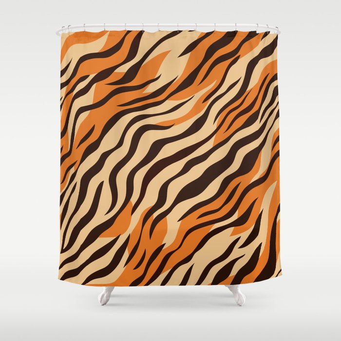 Tiger stripe animal print art pattern Shower Curtain Gallery Image 1
