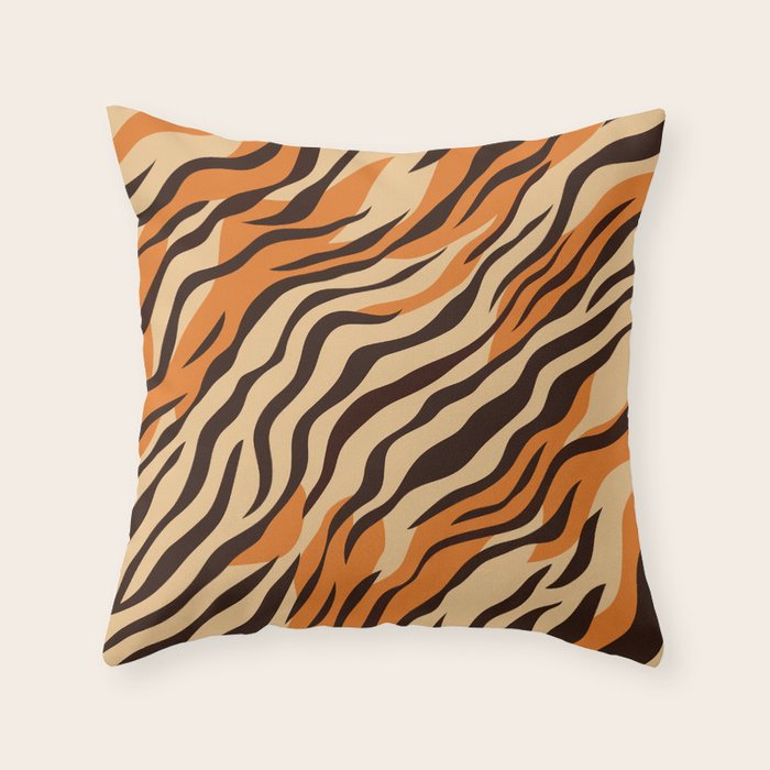 Tiger stripe animal print art pattern Throw Pillow Gallery Image 6