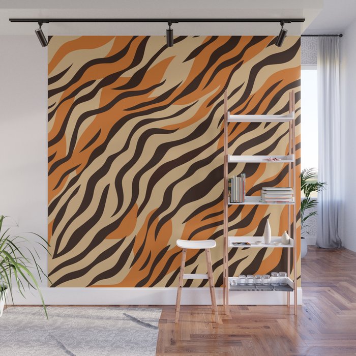 Tiger stripe animal print art pattern Wall Mural Gallery Image 1