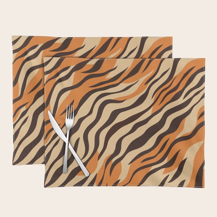 Tiger stripe animal print art pattern Placemat Gallery Image 1