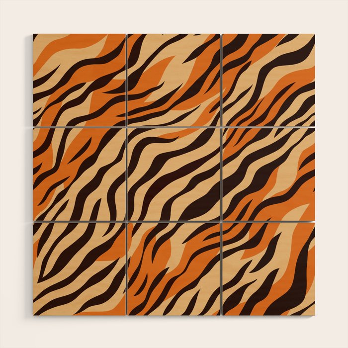Tiger stripe animal print art pattern Wood Wall Art Gallery Image 1