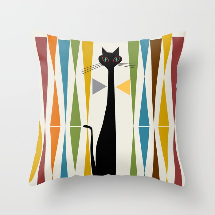 Mid-Century Modern Art Cat 2 Throw Pillow Gallery Image 6