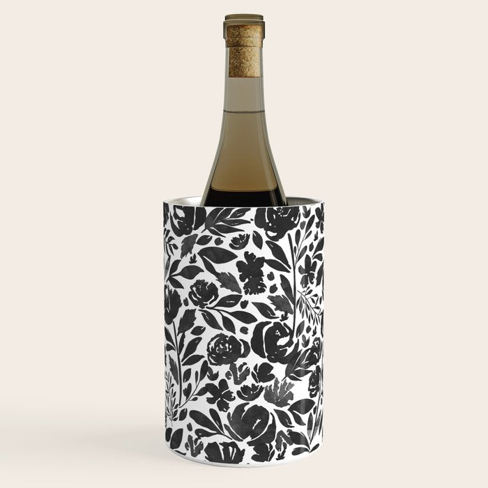 Simple black and white flower garden Wine Chiller Gallery Image 2