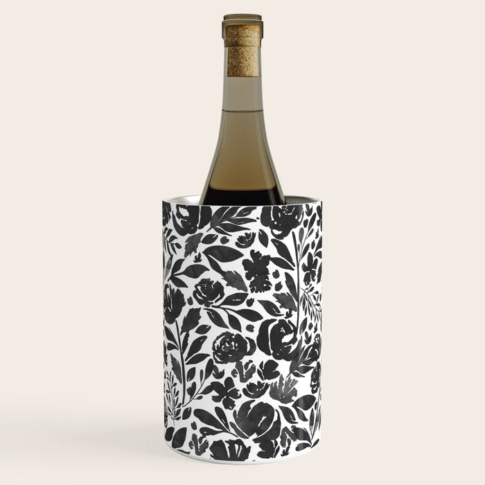 Simple black and white flower garden Wine Chiller Gallery Image 3