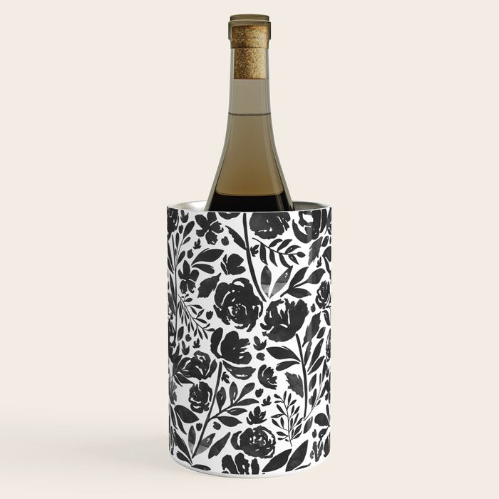 Simple black and white flower garden Wine Chiller Gallery Image 1