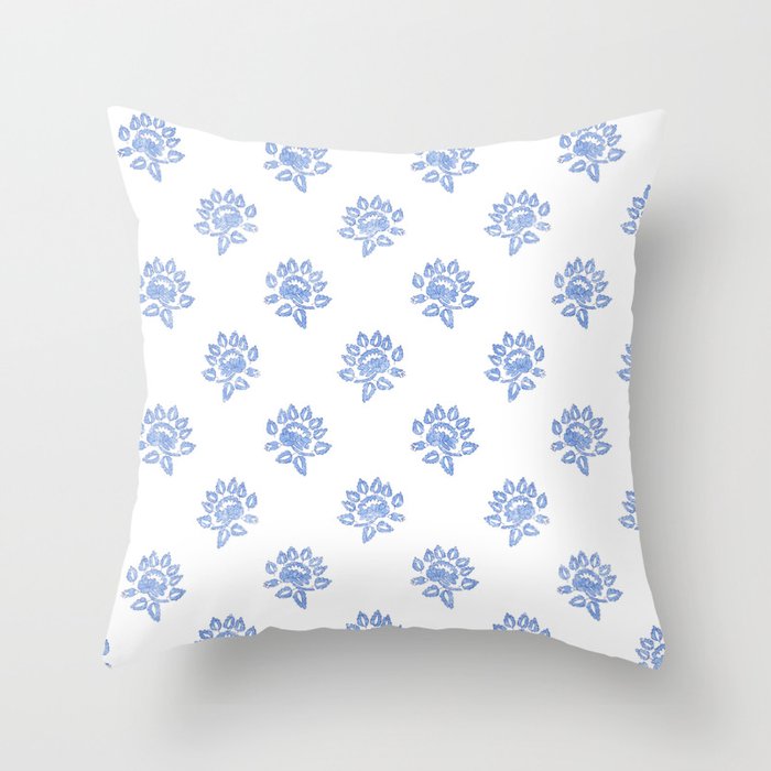 Small Distressed Block Print - Cobalt Throw Pillow Gallery Image 1