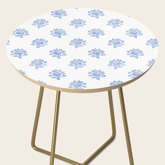 Small Distressed Block Print - Cobalt Side Table Gallery Image 2