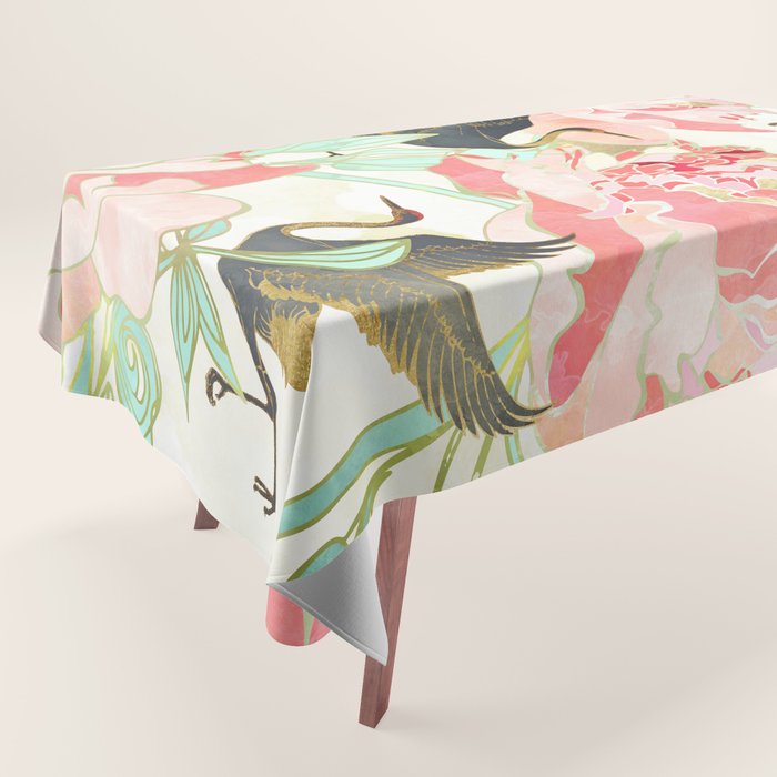 Floral Cranes Tablecloth Gallery Image 1