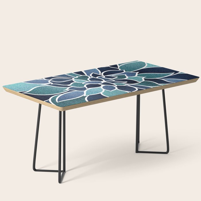 Festive, Flower Bloom, Navy Blue and Teal Coffee Table Gallery Image 1