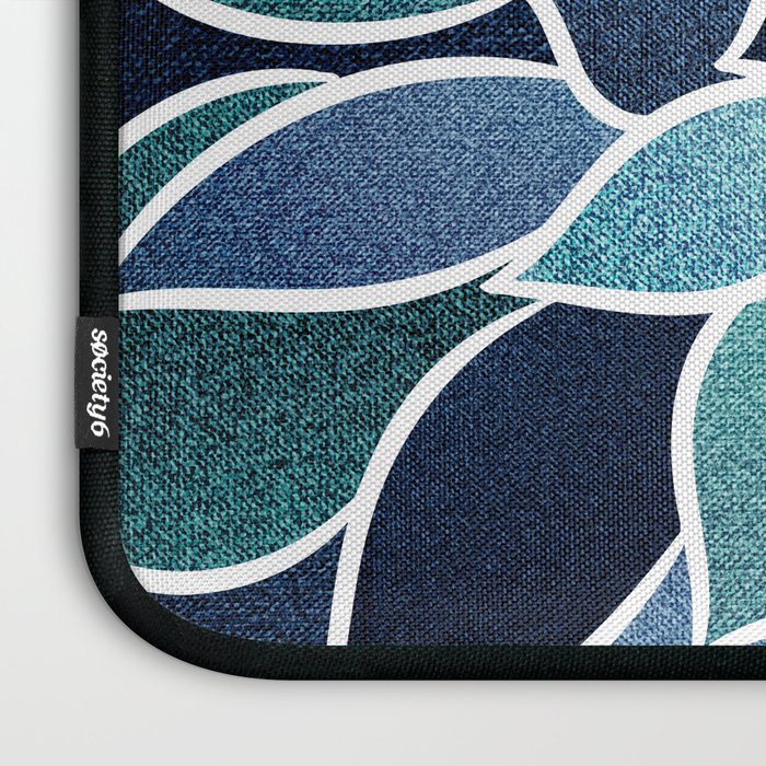 Festive, Flower Bloom, Navy Blue and Teal Laptop Sleeve Gallery Image 3