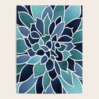 Festive, Flower Bloom, Navy Blue and Teal Poster Gallery Image 4