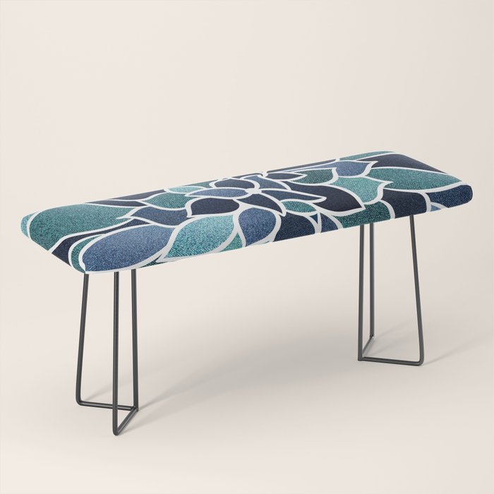 Festive, Flower Bloom, Navy Blue and Teal Bench Gallery Image 1