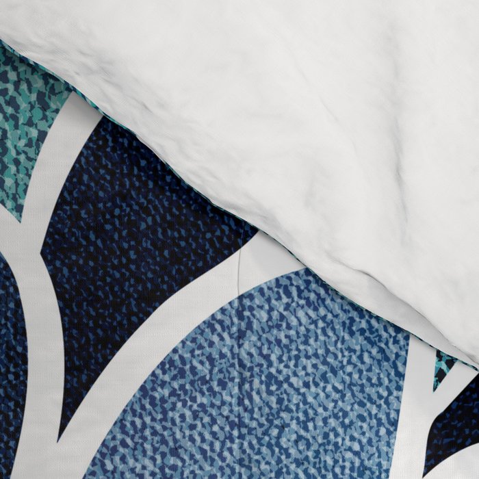 Festive, Flower Bloom, Navy Blue and Teal Comforter Gallery Image 4